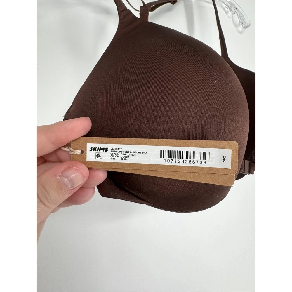 SKIMS Ultimate Push Up Front Closure Bra Womens 32DD Cocoa Underwired Padded